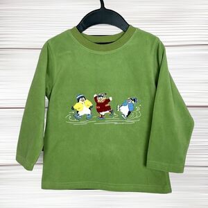 NWT New TALBOTS Kids Vintage Fleece Green Sweatshirt Skating Snowmans size 4